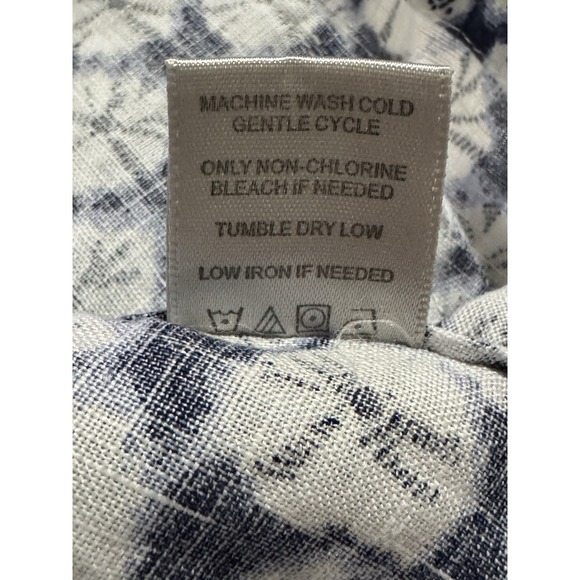 John Mark Women's Linen Tunic Top Small Button Up Pockets Roll Tab Coastal Beach - Picture 11 of 11